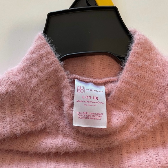No Boundaries Pink Turtleneck Fleece Sweater - Picture 2 of 2